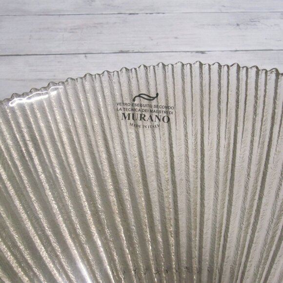 Murano Italy Pleated Glass Bowl Centerpiece Display 16" - Picture 3 of 7